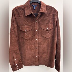 Chaps Brown Corduroy Button down Western Shirt Jacket - Medium, NWT